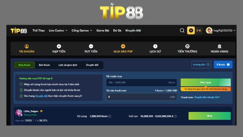 TIP88 GIAO DỊCH P2P TIP88 - GIẢI PHÁP GIAO DỊCH AN TOÀN - NHANH CHÓNG
