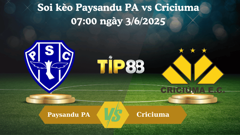 TIP88 Nhận định soi kèo Paysandu PA vs Criciuma 07:00 ngày 3/6/2025 – Giải hạng nhì quốc gia Brazil